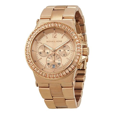 michael kors ladies rose gold tone bracelet watch mk5412|Michael Kors chronograph baguette.